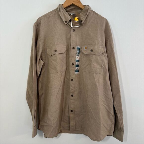 Carhartt Relaxed Fit Long Sleeve Button Down Shirt Men's XL 100% Cotton NWT - Picture 1 of 9